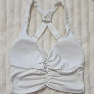 Bombshell Sportswear White Ruched Crossback Bralette